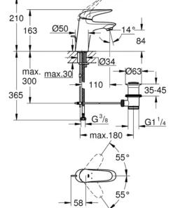 Grohe eurostyle solid s servantbatteri m/oppløft krom
