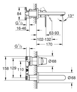 Grohe get 2-hulls innbygningsarmatur matt sort