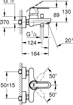 Grohe get kar- og dusjbatteri