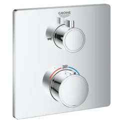 Grohe grohtherm badekartermostat firkantet for innbygging m/2 utløp krom