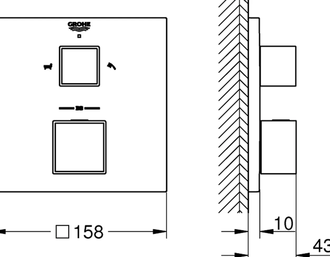 Grohe grohtherm cube badekarbatteri m/termostat for 2 uttak krom