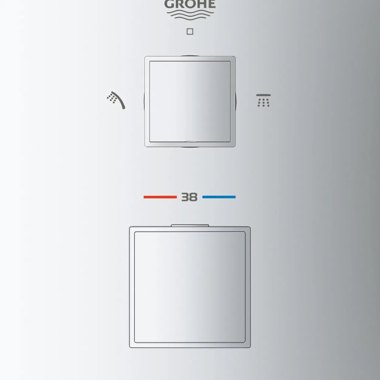 Grohe grohtherm cube dusjbatteri m/2 uttak krom