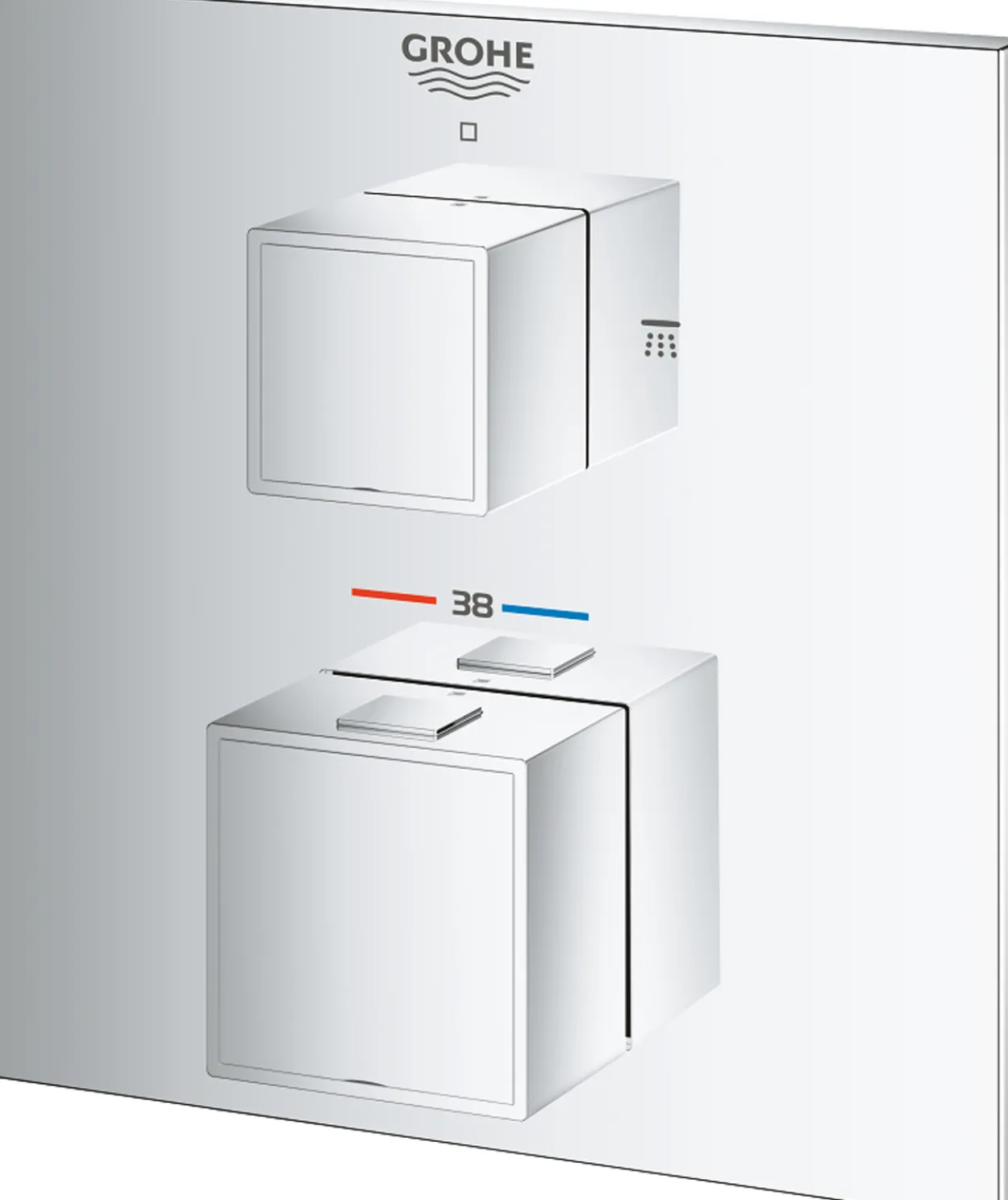 Grohe grohtherm cube dusjbatteri m/2 uttak krom