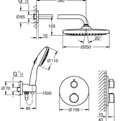 Grohe grohtherm dusjsett for innbygging round krom