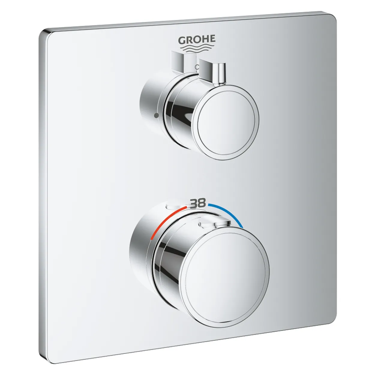 Grohe grohtherm dusjtermostat firkantet for innbygging m/1 utløp krom