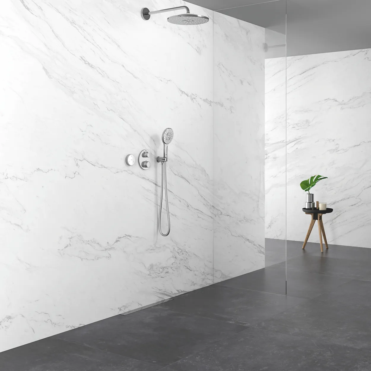 Grohe grohtherm dusjtermostat rund for innbygging m/1 utløp krom