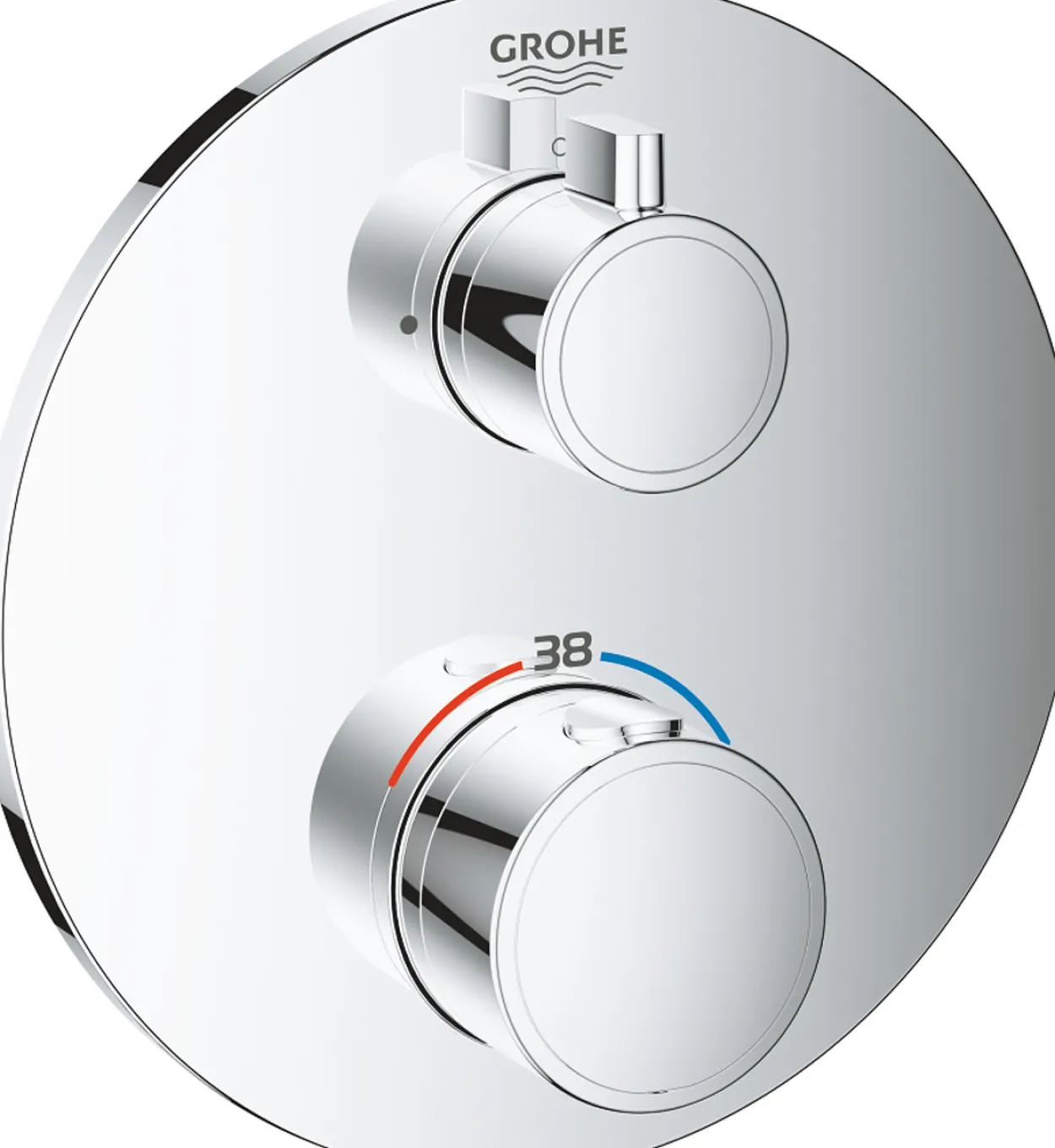 Grohe grohtherm dusjtermostat rund for innbygging m/1 utløp krom