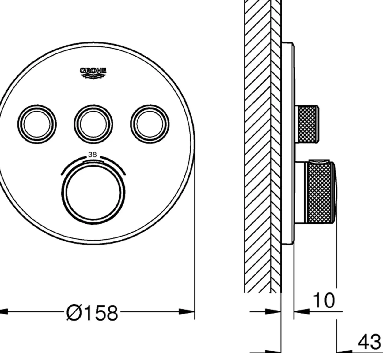 Grohe grohtherm smartcontrol dusjbatteri m/3 ventiler børstet cool sunrise