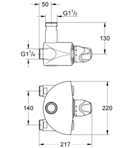 Grohe grohtherm xl termostatbatteri dn 25 opp/ned