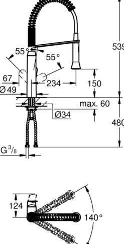 Grohe k7 kjøkkenarmatur medium m/uttrekkbar tut supersteel
