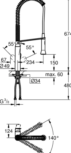 Grohe k7 kjøkkenarmatur m/uttrekkbar tut