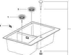 Grohe k700 kjøkkenkum dobbel 84x56 cm sort kvartskompositt m/avløpsgarnityr