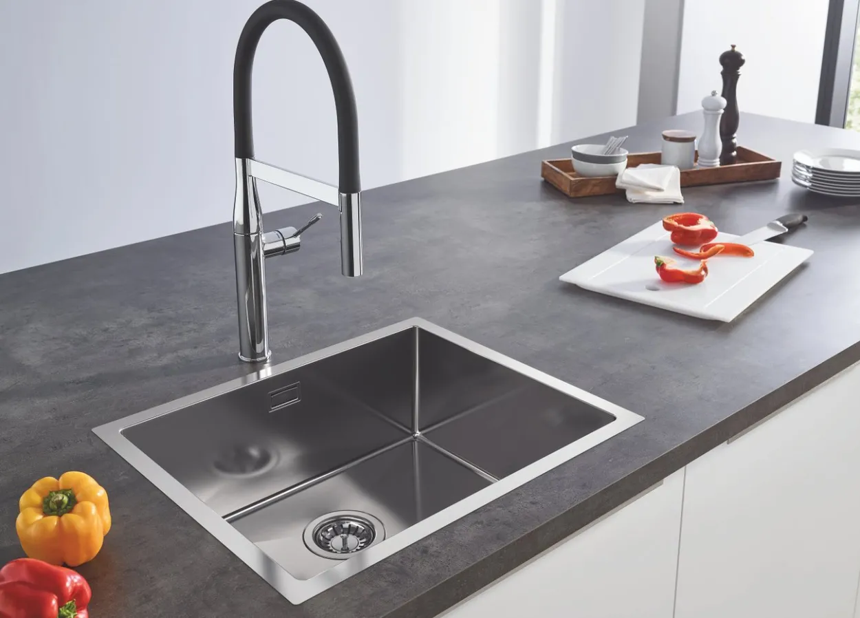 Grohe k700 kjøkkenkum 55x45 cm m/avløpsgarnityr rustfritt stål