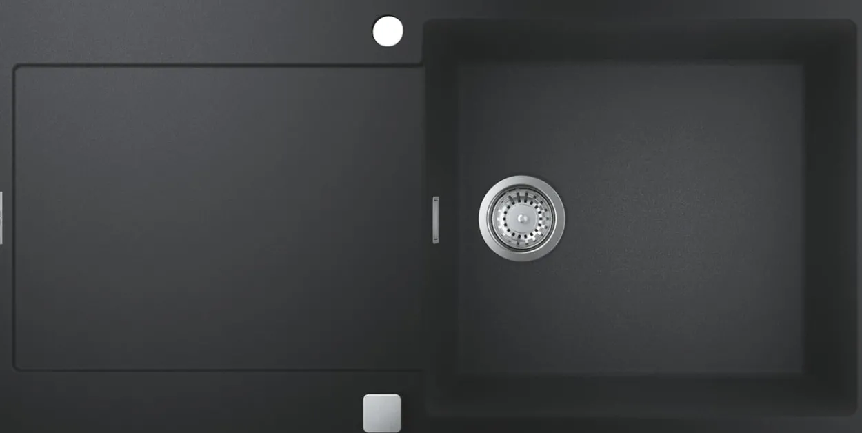 Grohe k500 kjøkkenkum 100x50 cm sort kvartskompositt m/avløpsgarnityr