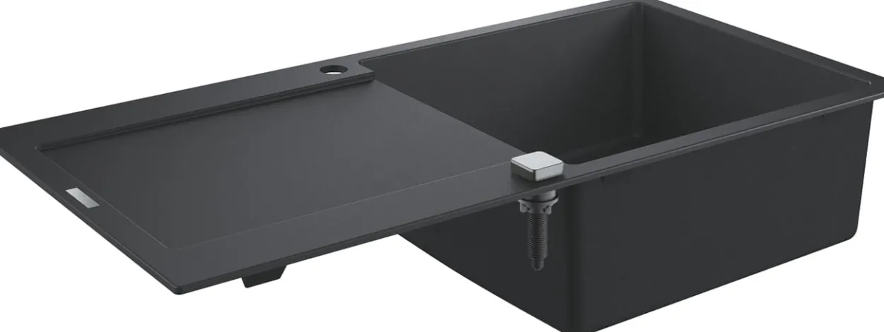 Grohe k500 kjøkkenkum 100x50 cm sort kvartskompositt m/avløpsgarnityr