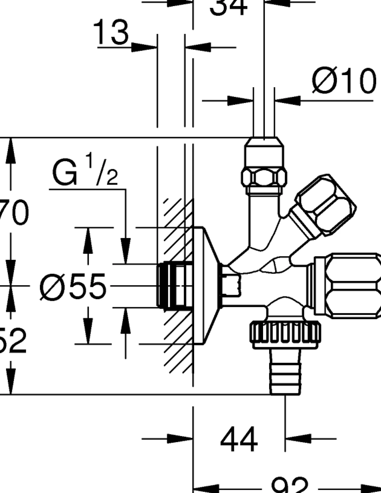 Grohe kombinasjonskran 3/8"