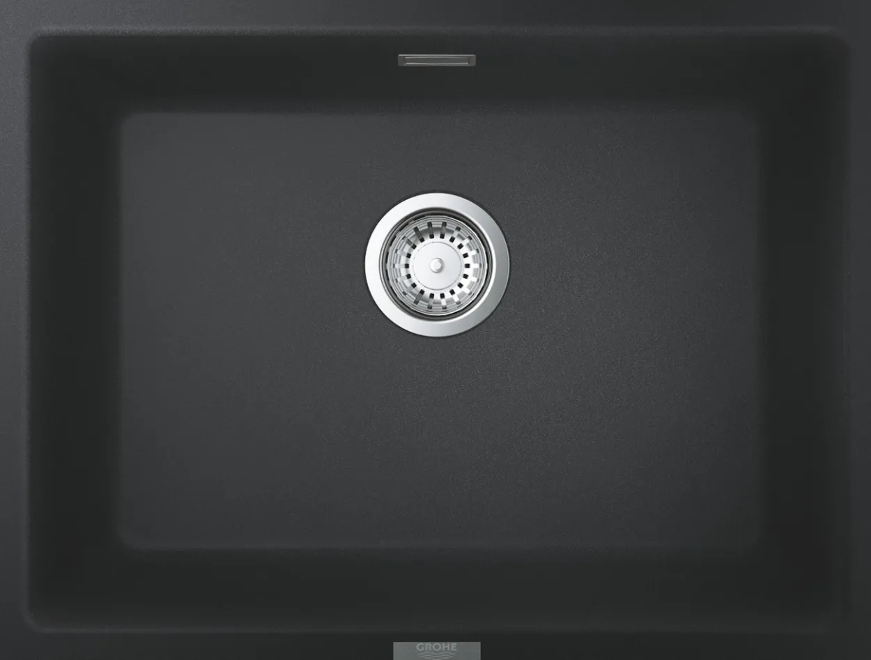 Grohe k700u kjøkkenkum 61x46 cm sort kvartskompositt m/avløpsgarnityr
