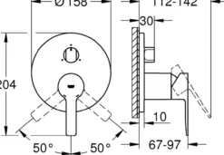 Grohe lineare ettgrepsbatteri for innbygging m/3 utløp supersteel