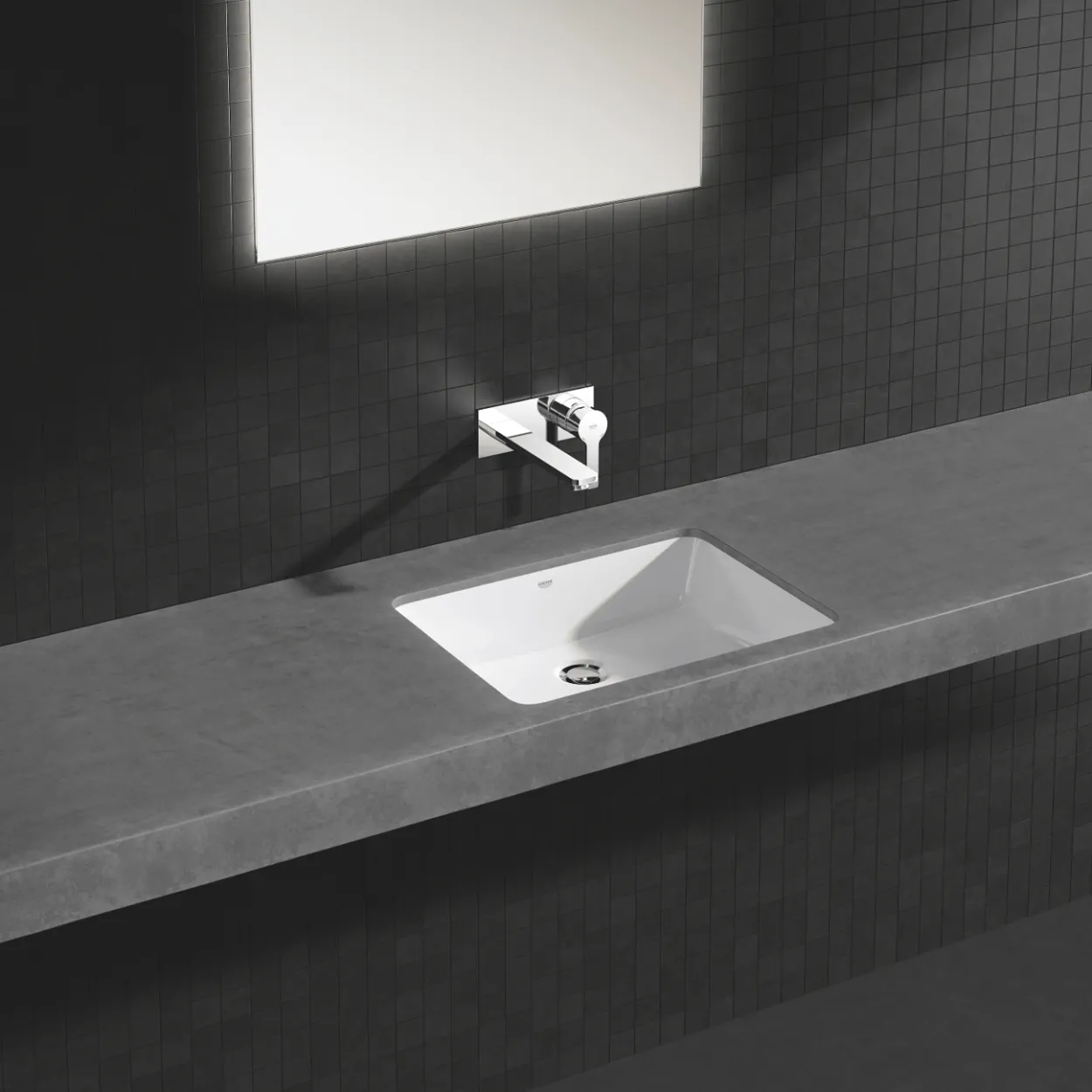 Grohe lineare 2-hulls vegghengt servantbatteri large