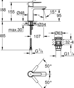 Grohe lineare servantbatteri børstet hard graphite