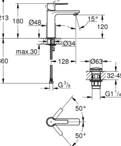 Grohe lineare servantbatteri supersteel