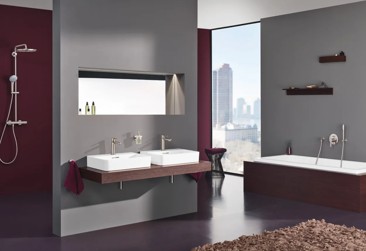 Grohe lineare servantbatteri m/oppløftsventil supersteel