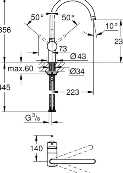 Grohe minta kjøkkenarmatur børstet hard graphite m/c-tut