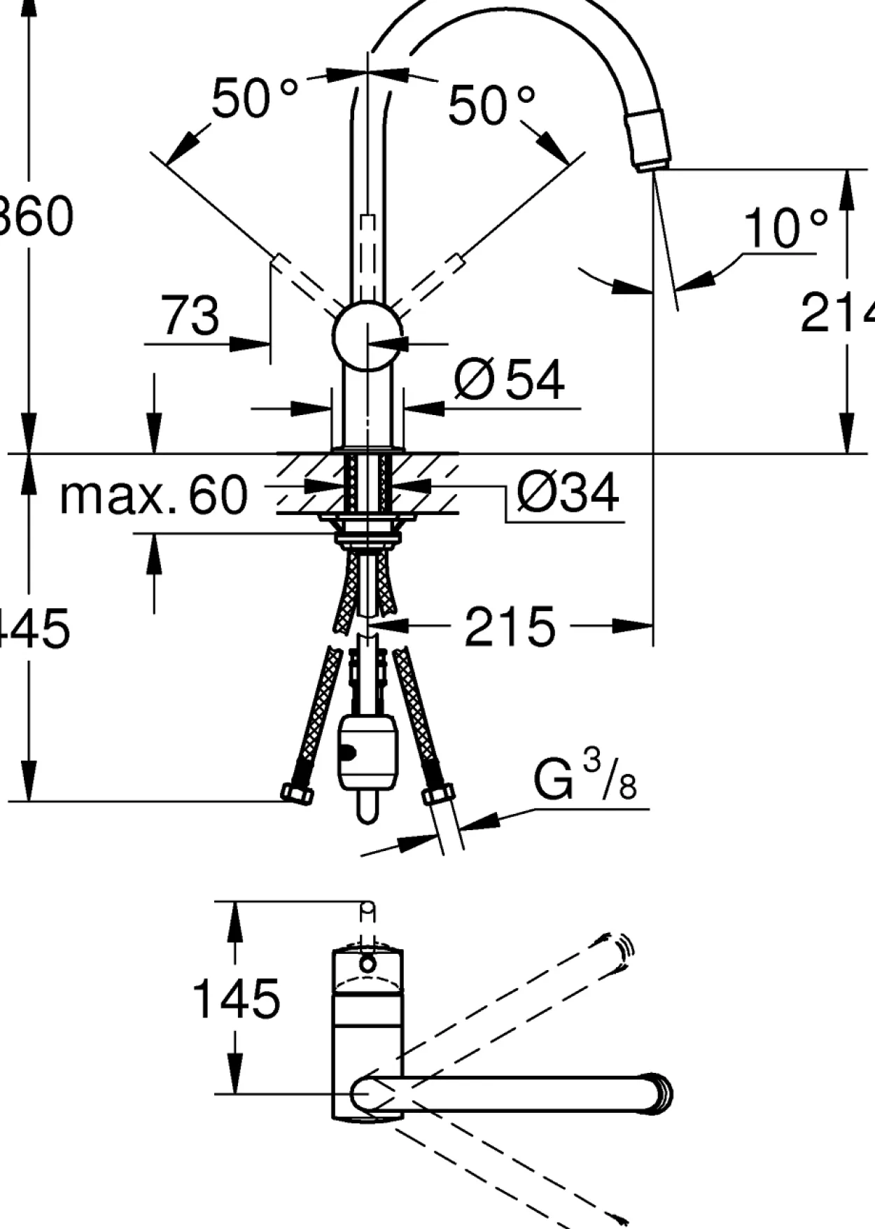 Grohe minta kjøkkenarmatur m/c-tut