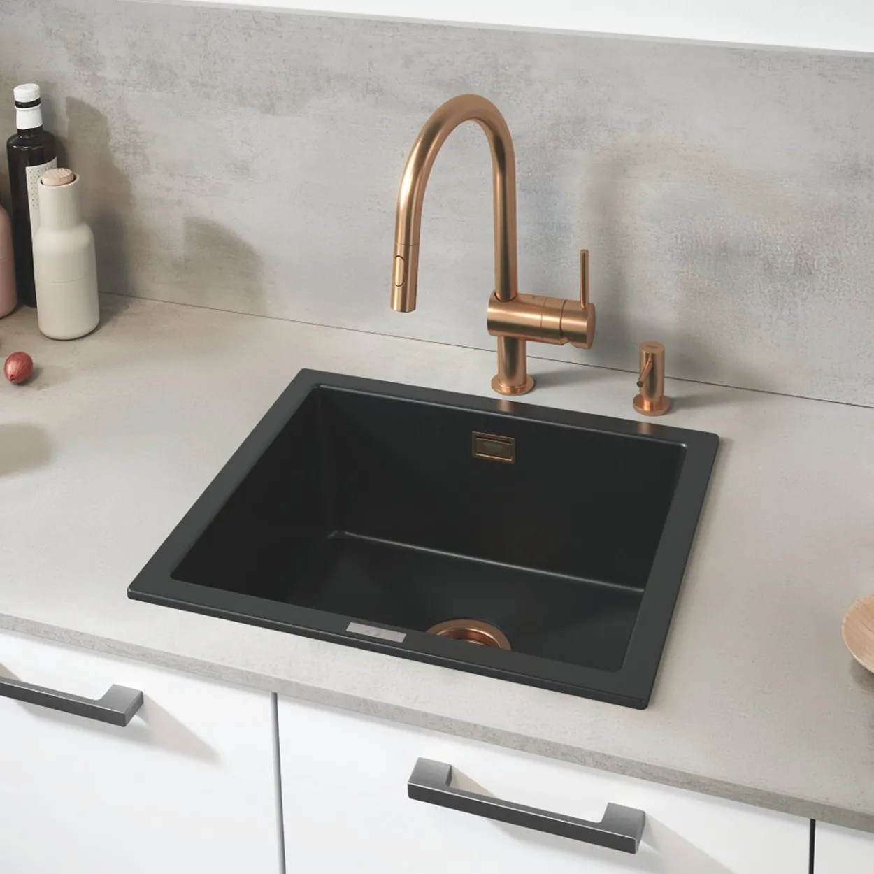 Grohe minta kjøkkenarmatur m/uttrekkbar c-tut børstet warm sunset
