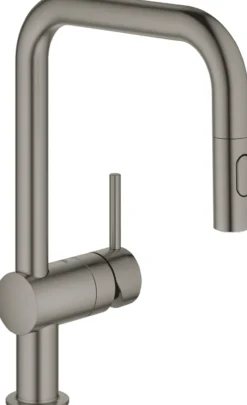 Grohe minta kjøkkenarmatur m/uttrekkbar u-tut børstet hard graphite