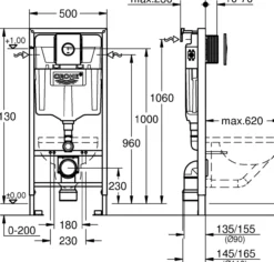 Grohe nova rapid sl sisterne 3in1 set 113 cm m/krom betjeningsplate