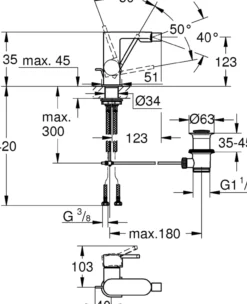 Grohe plus bidetarmatur m/oppløft supersteel