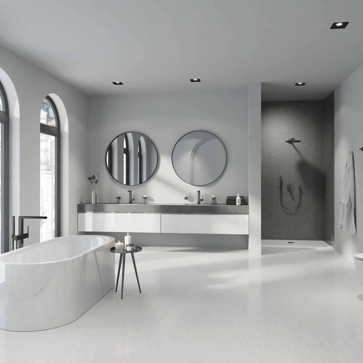Grohe plus ettgrepsbatteri for innbygging m/3 utløp børstet hard grafitt