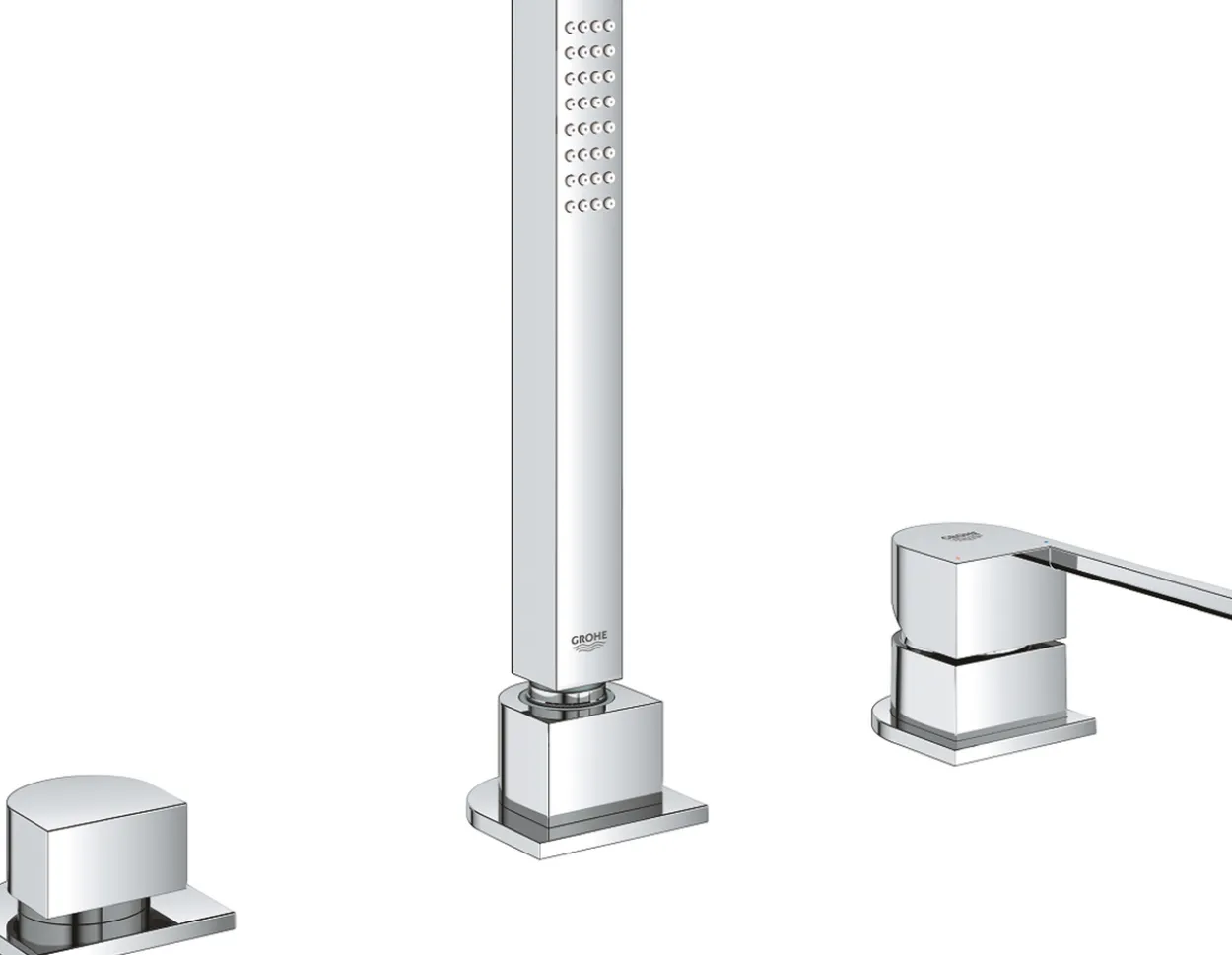 Grohe plus 3-hulls kar- og dusjbatteri krom