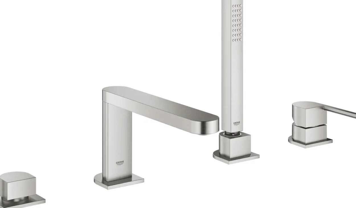 Grohe plus 4-hulls kar- og dusjbatteri supersteel