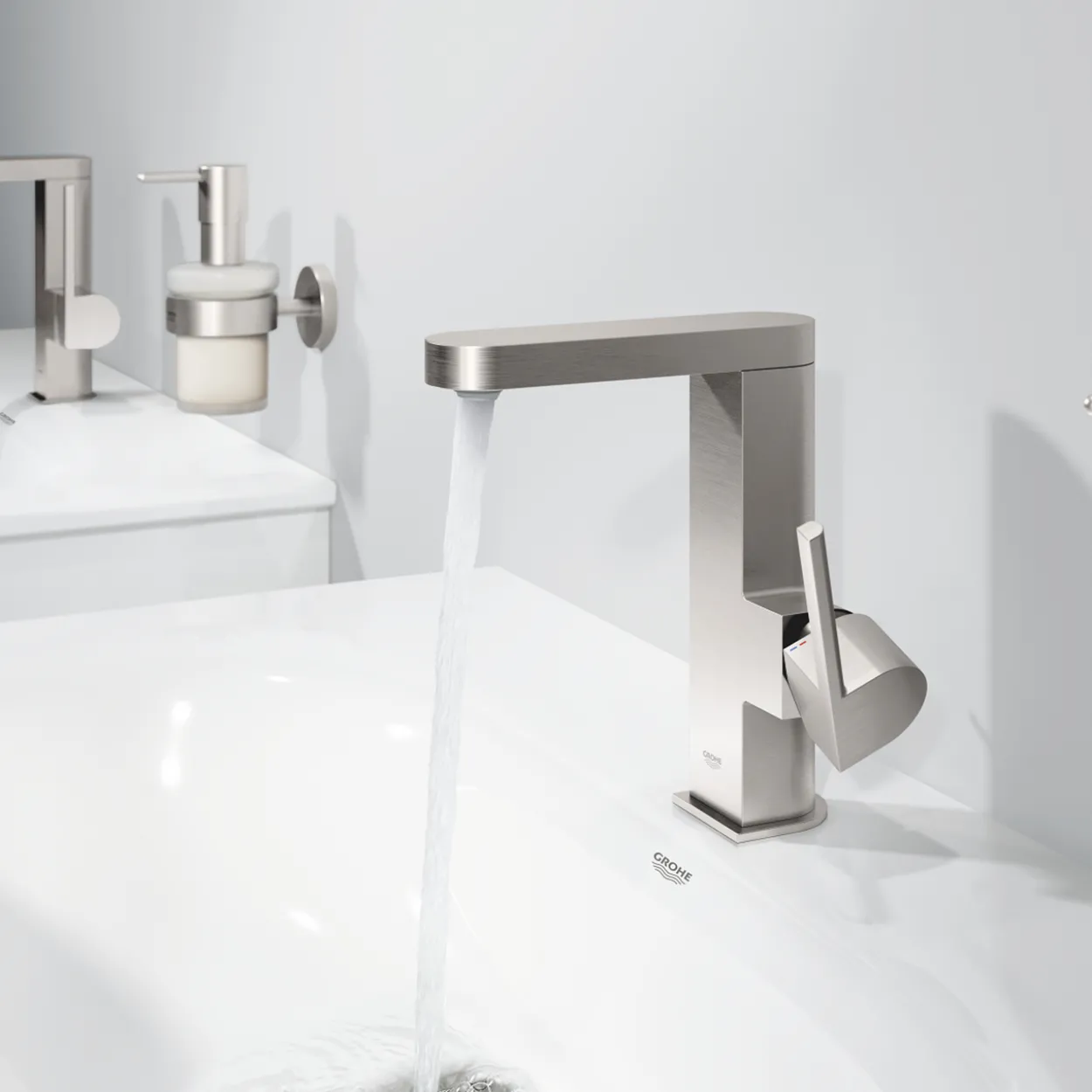 Grohe plus m servantbatteri m/oppløft supersteel