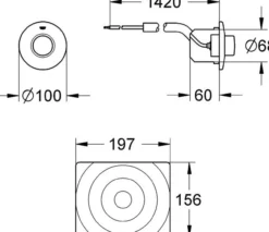 Grohe pneumatisk trykknapp m/surf betjeningsplate krom