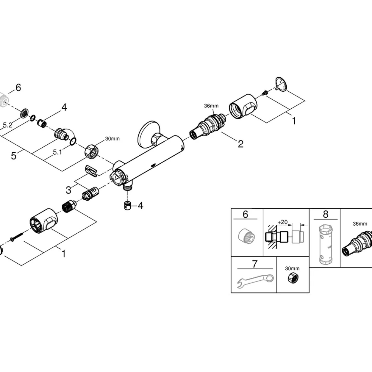 Grohe precision flow dusjbatteri krom