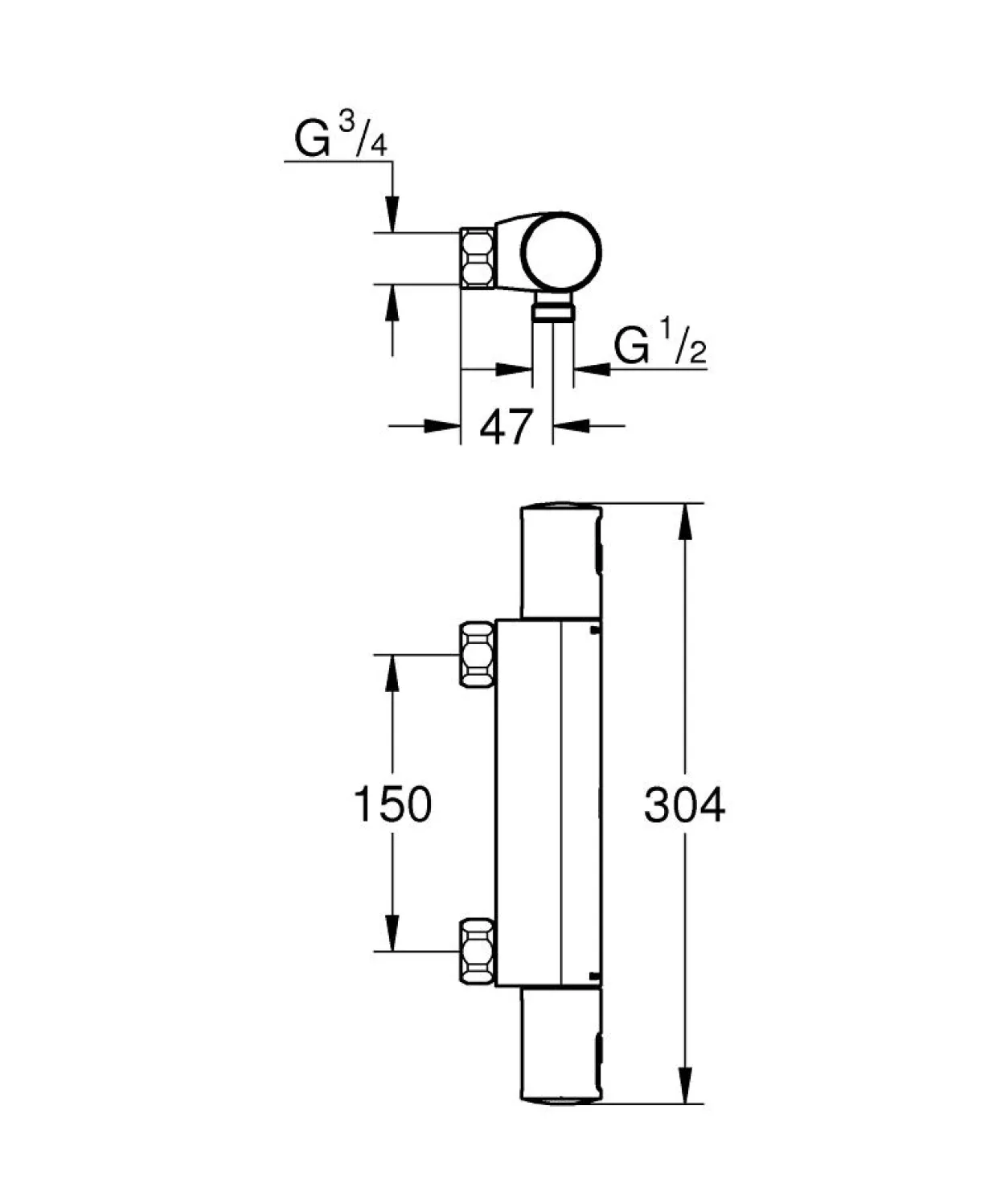 Grohe precision start dusjtermostat u/rosetter