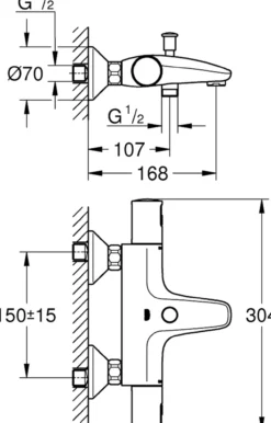 Grohe precision start kar- og dusjtermostat matt sort