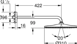 Grohe rainshower mono 310 takdusj 422 mm krom