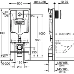 Grohe rapid sl 3-i-1 sett sisterne m/ trykkplate krom