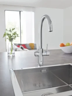 Grohe red duo kjøkkenarmatur og bereder i l-størrelse supersteel