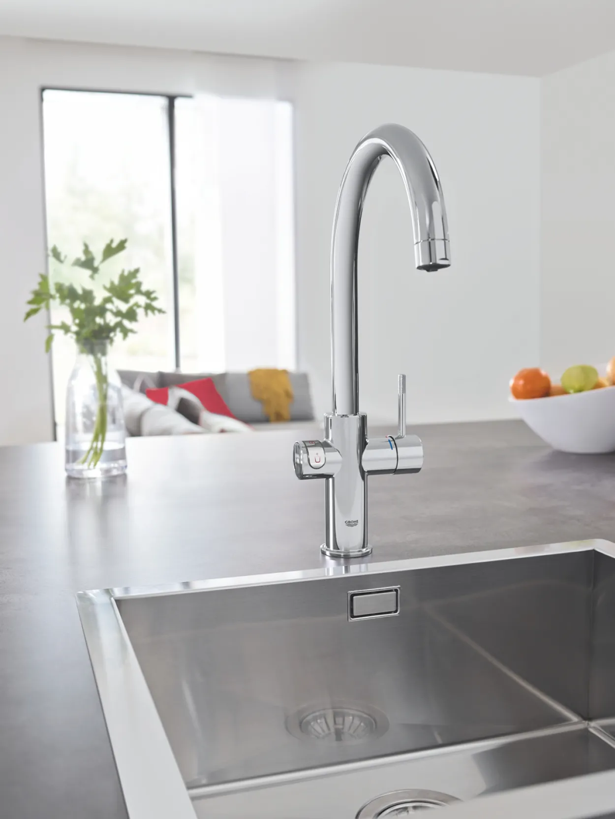 Grohe red duo kjøkkenarmatur og bereder i l-størrelse supersteel