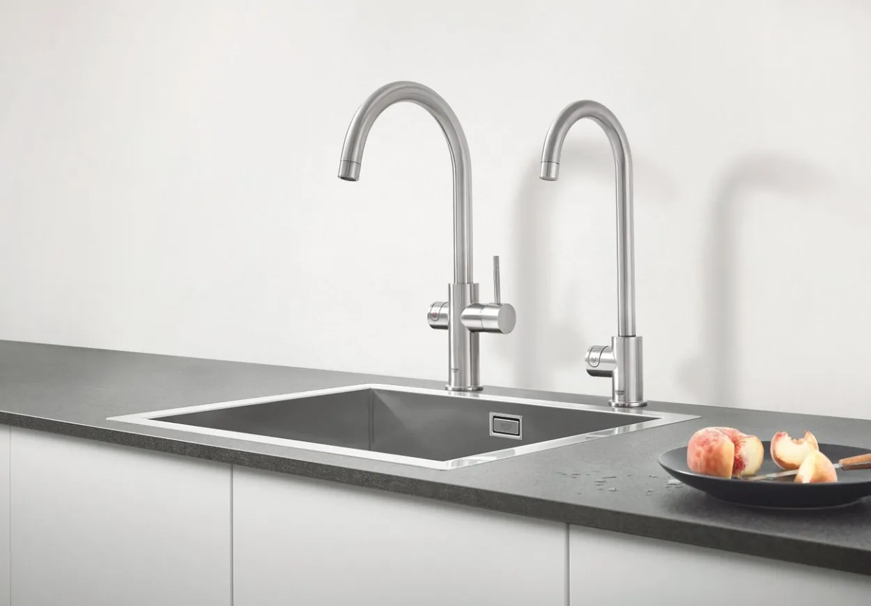 Grohe red duo kjøkkenarmatur og bereder i l-størrelse supersteel