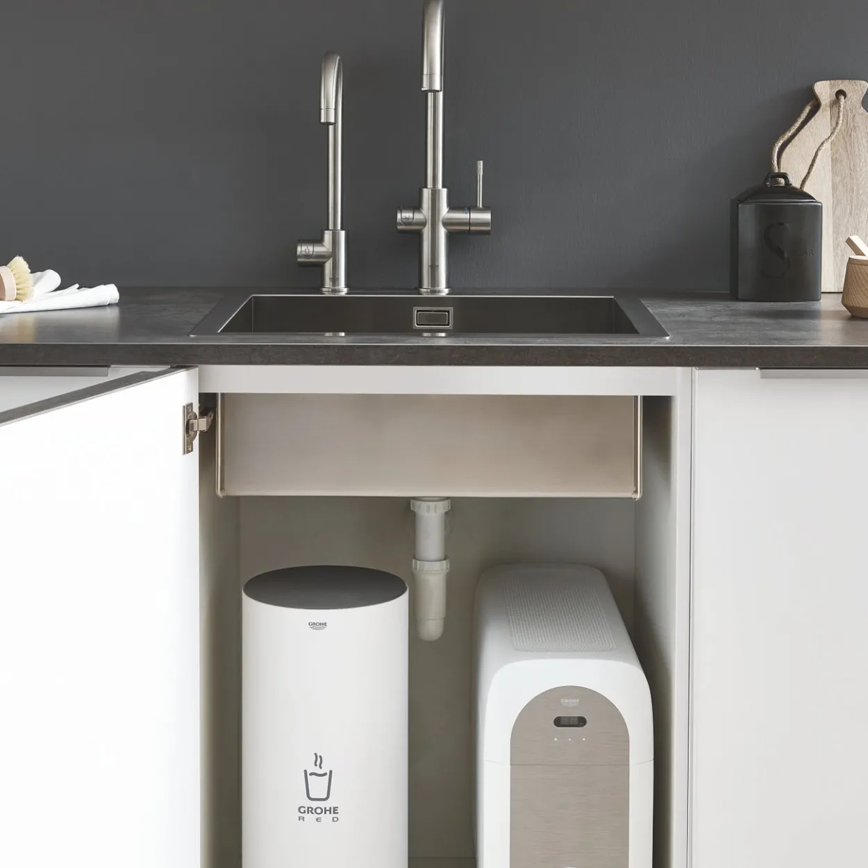 Grohe red duo kjøkkenarmatur og bereder i l-størrelse supersteel