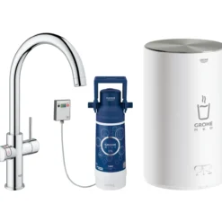 Grohe red duo touch kjøkkenkran m/4 l bereder krom