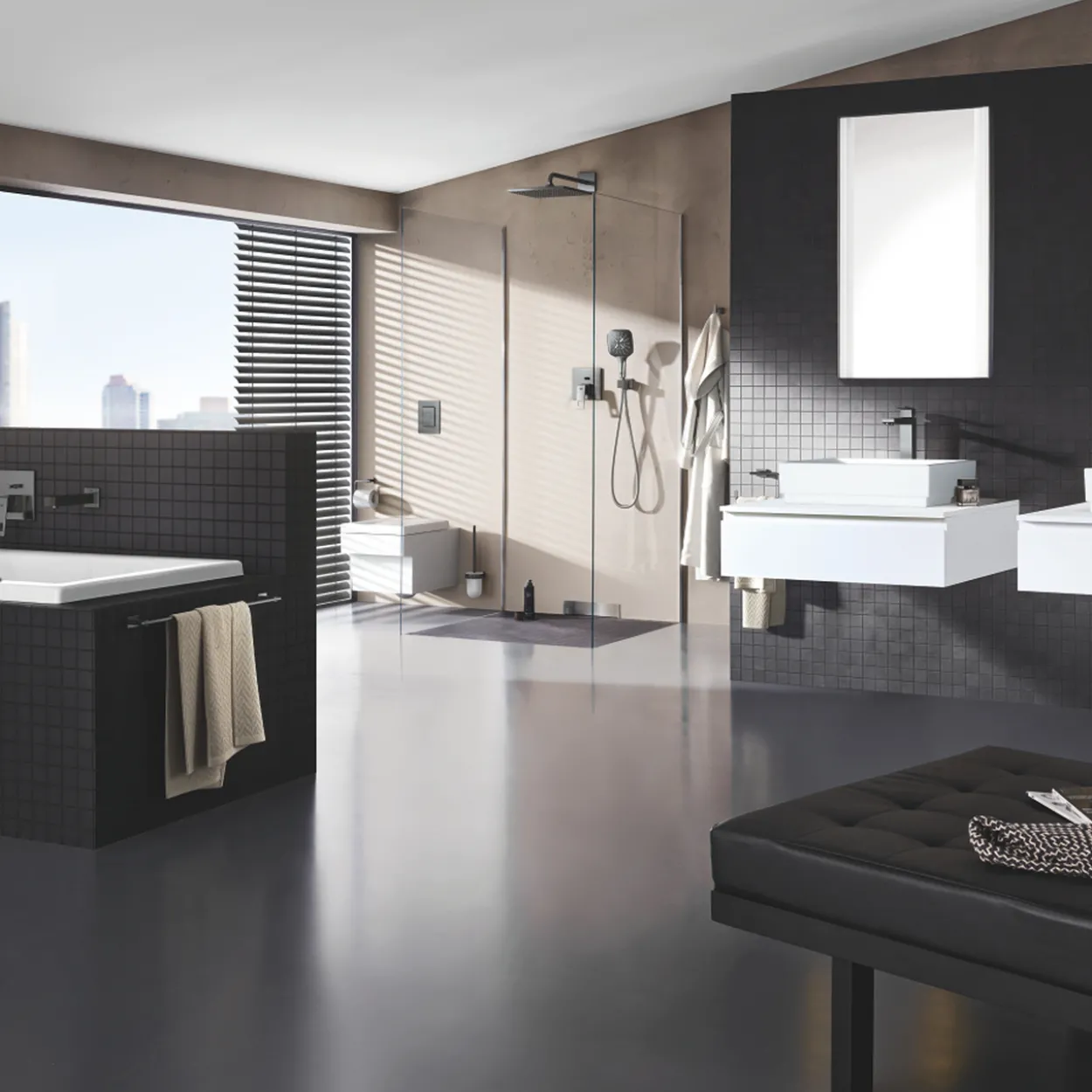 Grohe rsh 310 mono cube hodedusj m/dusjarm 422mm 7,5l børstet hard grafitt