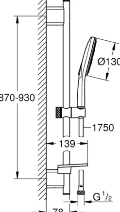 Grohe rsh smartactive 130 dusjsett 3-spray 900 8,5l månehvit