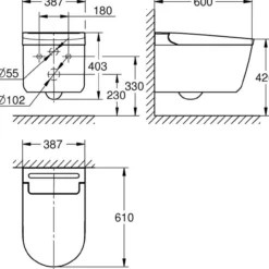 Grohe sensia pro vegghengt dusjtoalett